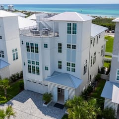 The Palm 30a Opulent 7bdrm home Steps from the Beach. Golf cart, heated pool.